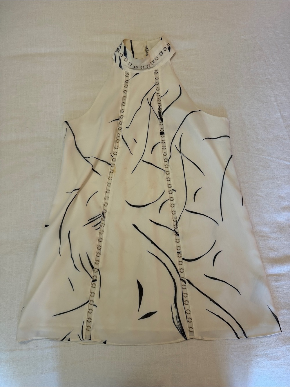 Keepsake the Label Cream Halter Dress with Black Brushstroke Print